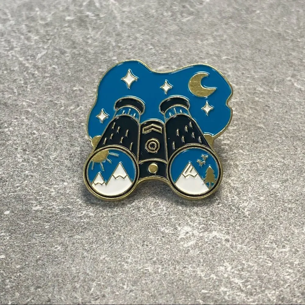 Camping Binoculars Enamel Pin/ Brooch Lapel